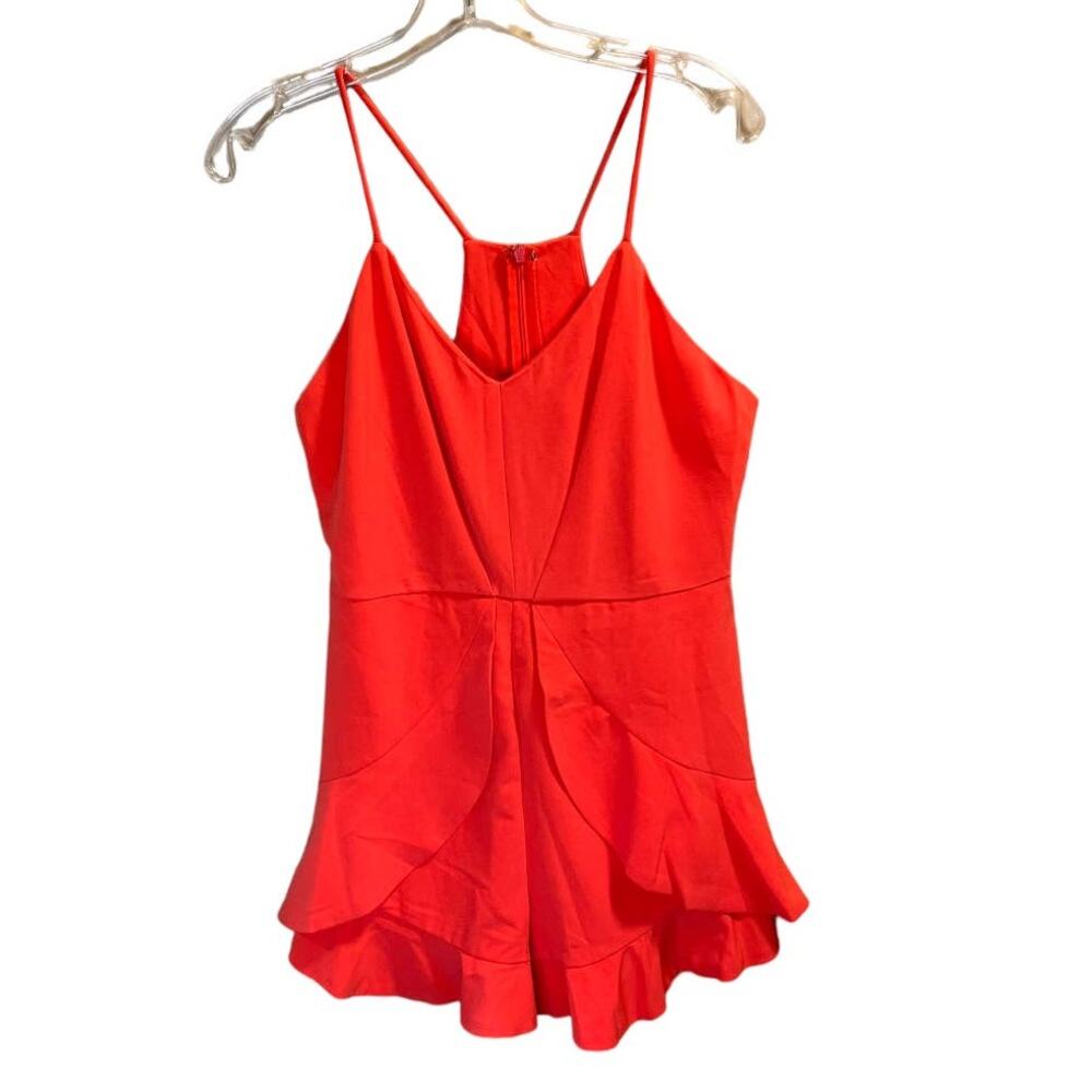 Mustard Seed V-Neck Ruffle Halter Neck Coral Romper Size Medium NWT - Picture 3 of 11